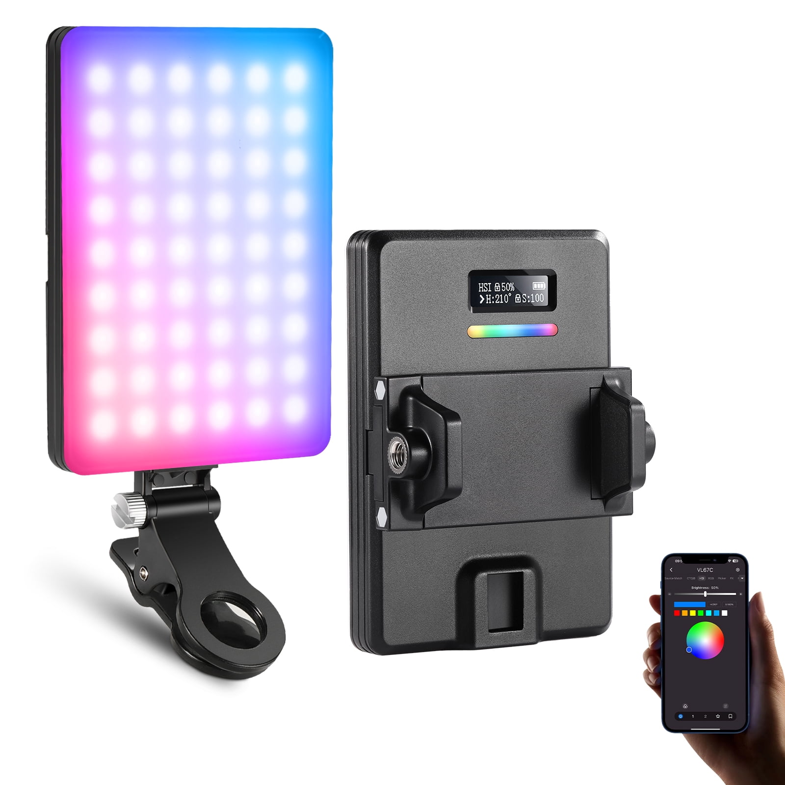 Neewer VL67C RGB Selfie Light, APP Control, 94 LED CRI97, 2000mAh, Cold ...