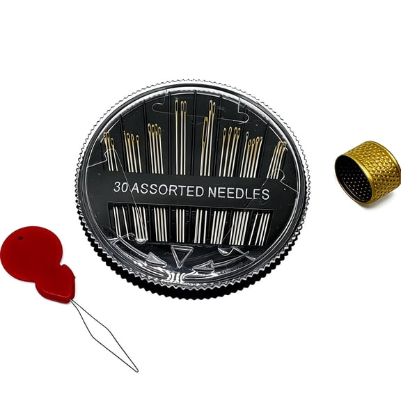 Neexdlex 30PCS Sewing Needles, Embroidery Needles with Needle threader Metal Thimble Hand Sewing Needles for Silk Denim Jeans Felt Craft