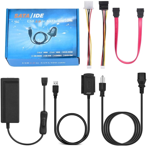 SATA USB 2.0 to IDE data transfer cable with power supply