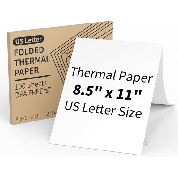NefLaca  100 Sheets Thermal Printer Paper 8.5'' x 11'' US Letter Size, Folding Thermal Paper Compatible with Portable Thermal Printer, Quick-Dry Advanced Printing Paper for Homework Picture Documents
