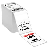 NefLaca 1000/Stack 4"x6" Fanfold Direct Thermal Shipping Labels Zebra & Rollo Printers