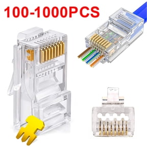 NefLaca 100PACK RJ45 Pass Through Modular Plug Network Cable Connector End 8P8C CAT6 CAT5