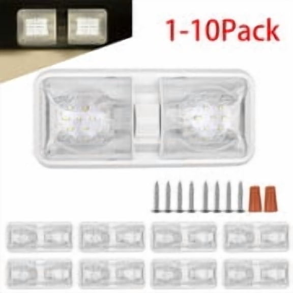 NefLaca 10PCS RV Ceiling Double Dome Lights 12v Ceiling Fixture RV Interior Led Ceiling Light Boat Camper Trailer Natural White 4000-4500K