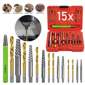 NefLaca 15x Screws Bolt Extractor Set With Reverse Drill Bit Ez Out Stripped Screw Nut Set