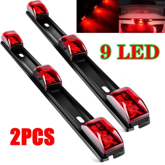 NefLaca 2PACK LED Rear Clearance ID Marker Light Bar Truck Trailer Tail Red Lights New