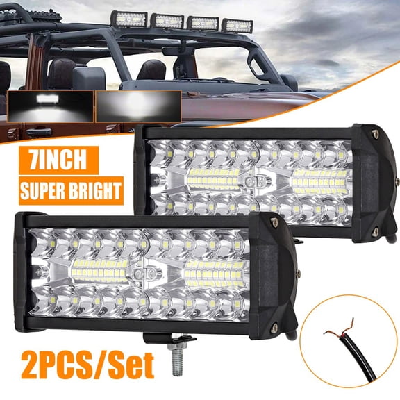 NefLaca 2x 7Inch 30000LM LED Work Light Bar Flood Spot Pod Offroad Fog Driving ATV Truck