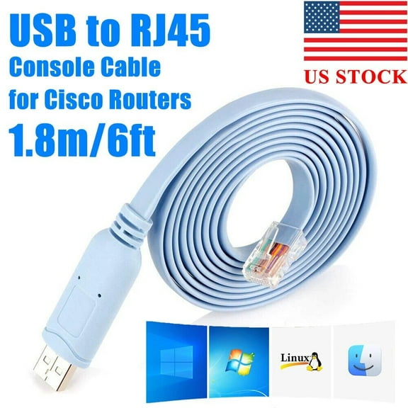 NefLaca 3PC USB Console Cable,USB to RS232 Serial to RJ45 CAT5 Console Adapter Cable for Cisco Routers FTDI Router/Switch Laptops,Windows,ios,Linux(6FT/1.10m,Blue)