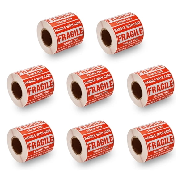 NefLaca 4000 Fragile Stickers,2x3 Fragile Labels, Self-Adhesive Strong Permanent Sticker for Moving and Packaging Supplies (Red)