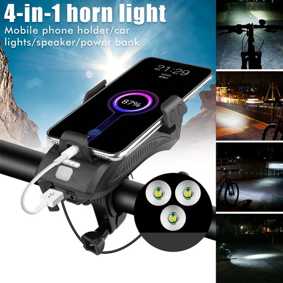 NefLaca 40000LM USB Rechargeable LED Cycle Bike Headlight Phone Holder With Power Bank Easy to Install Rainproof Cycling Front Lamp Fits All Bicycles Power Bank and Phone Holder