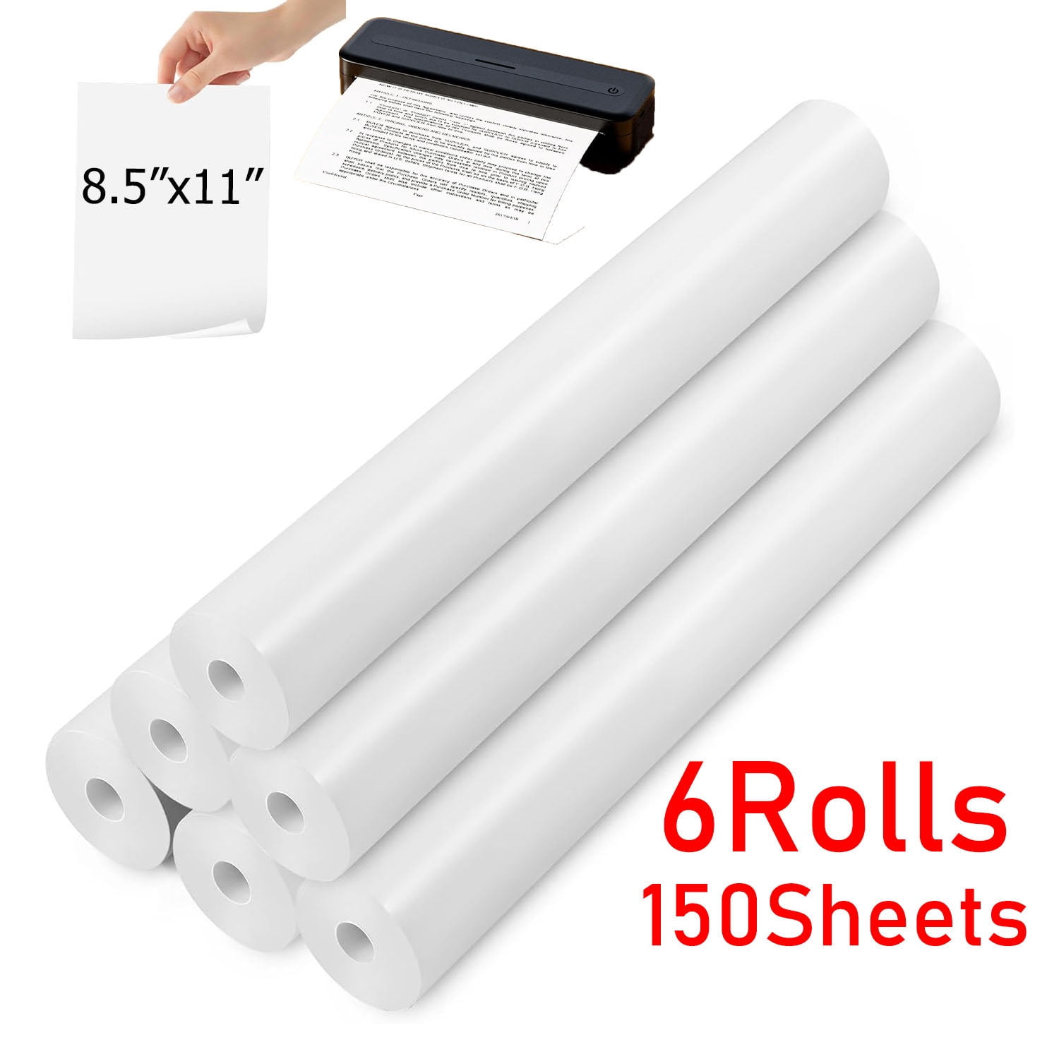 NefLaca  6 Rolls A4 Thermal Printer Paper 8.5x11"  for M08F M832 M834 Portable Printer PocketJet PJ773, PJ763MFi, PJ763, PJ762, PJ723, PJ-722