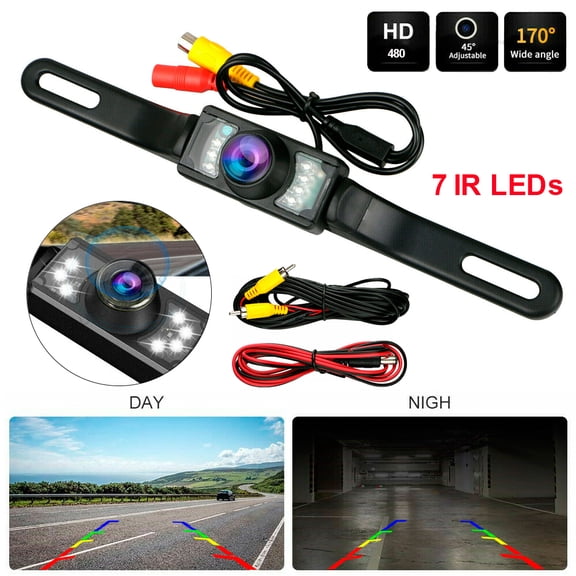 NefLaca  7 LED Car Rear View Backup Parking Reverse Camera CMOS Back HD Vision Waterproof