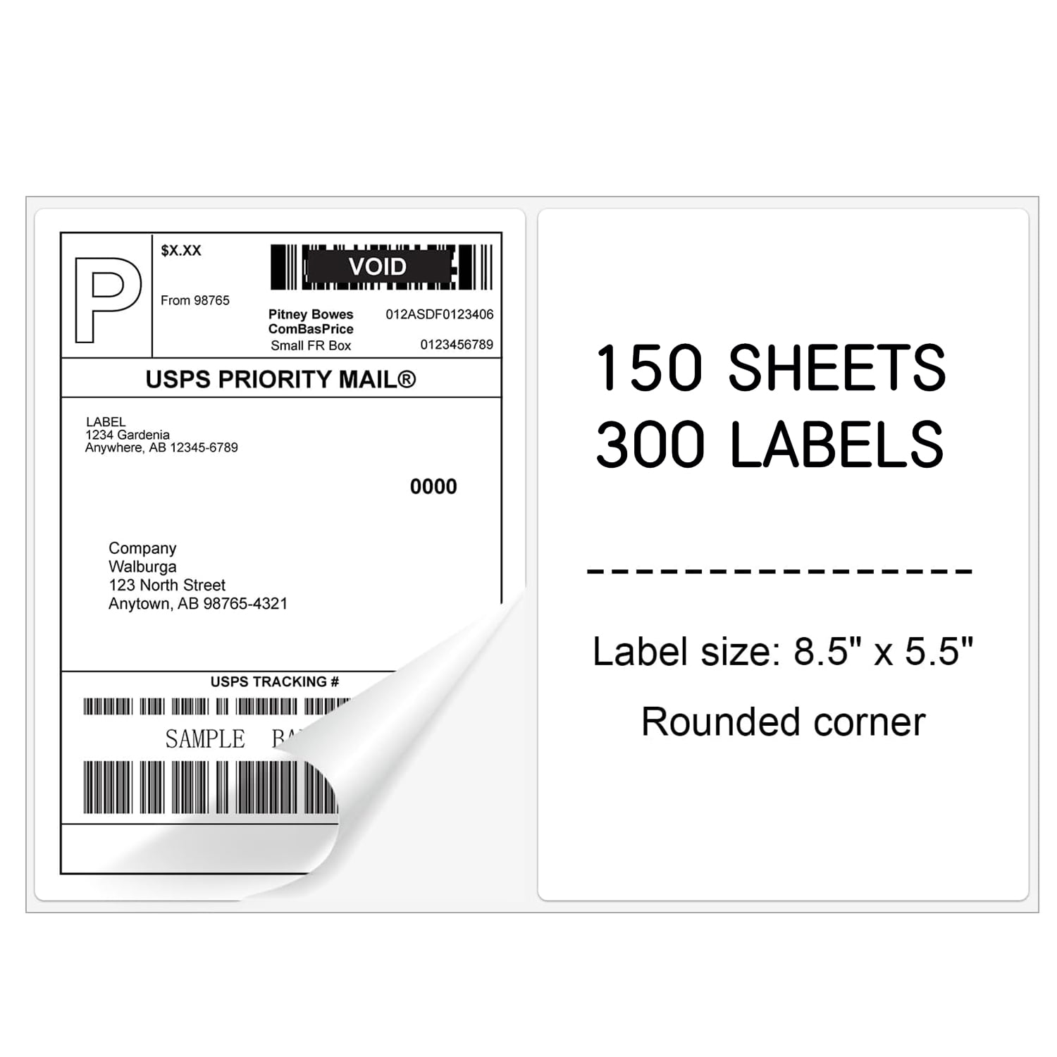 NefLaca 8.5" x 5.5" Half Sheet Self Adhesive Shipping Labels for Laser