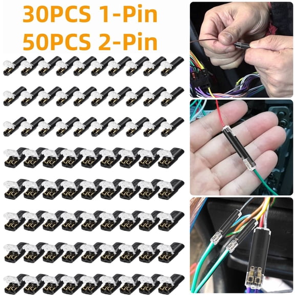 NefLaca 80 PCS Plug-In Quick Wire Connectors, Reusable Clamp Terminal Blocks for Cables, 30PCS 1-Pin+ 50PCS 2-Pin
