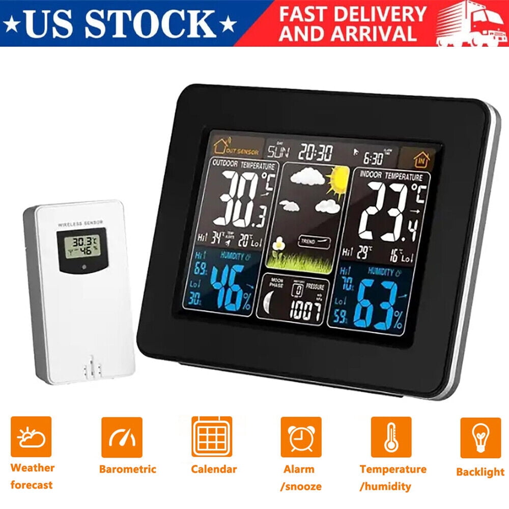 NefLaca Digital Weather Forecast Station, TSV Wireless Weather Station Digital Indoor/Outdoor Thermometer & Hygrometer,Calendar Weather Forecaster with LCD Display