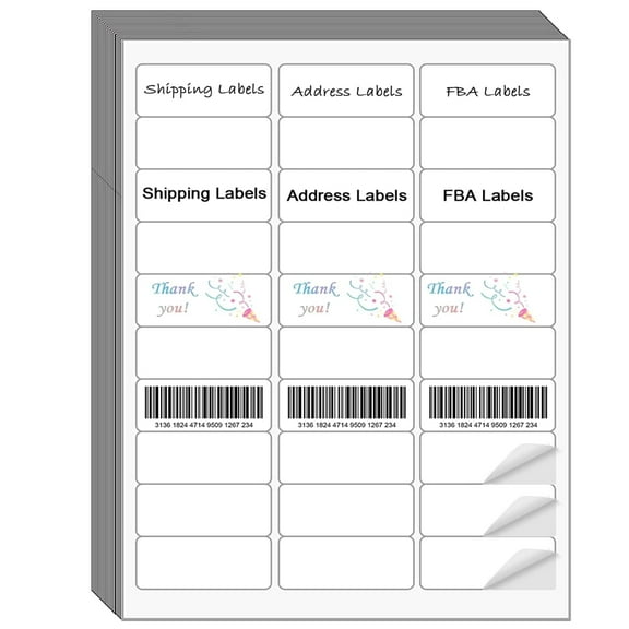 NefLaca Easy Peel Address Labels 1" x 2 5/8" 15000 Sticker Labels for Laser and Inkjet Printers, White [500 Sheets]