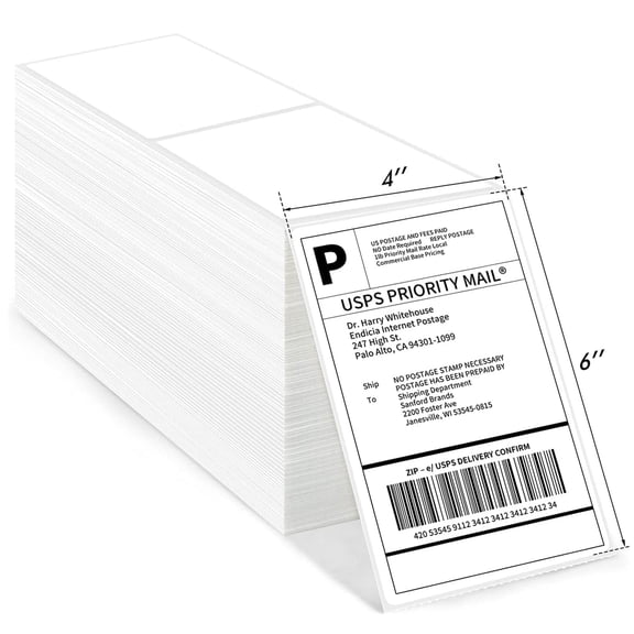 NefLaca Fanfold 4×6 Direct Thermal Labels White Perforated Shipping Labels for Thermal Printer, 2500 Labels per Stack, 2 Stacks