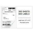 thumbnail image 2 of 600 Half Sheet Shipping Labels – 8.5x5.5 – Self-Adhesive, Rounded Corners – Blank White – 300 Sheets 2 of 6