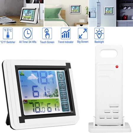 NefLaca LCD Digital Weather Station, Clock Calendar, Indoor Outdoor Wireless Thermometer With Backlight