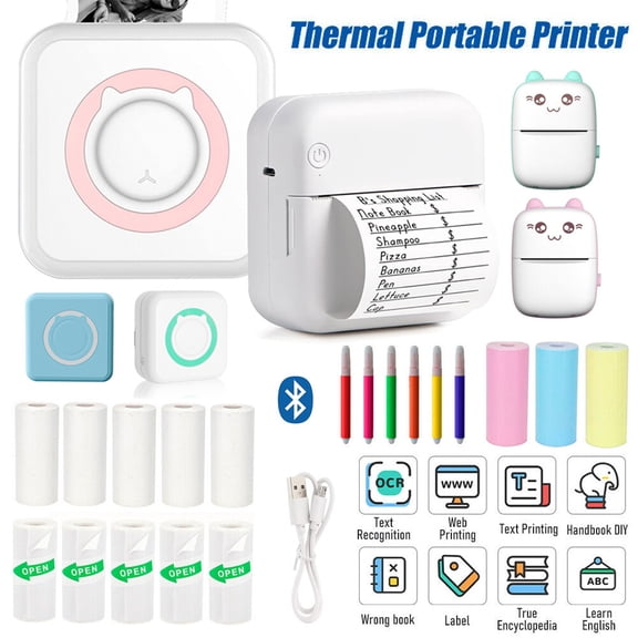 NefLaca Mini Printer, Pocket Bluetooth Thermal Printer Compatible with iOS + Android Portable Wireless Bluetooth Photo Label Stickers Green