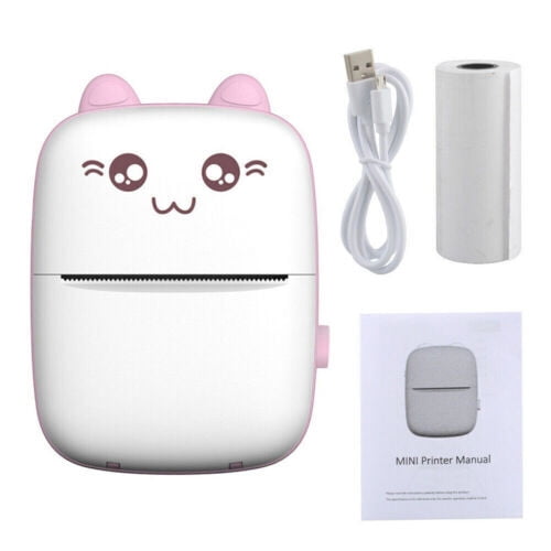 NefLaca Mini Printer, Pocket Bluetooth Thermal Printer Compatible with iOS + Android Portable Wireless Bluetooth Photo Label Stickers Pink
