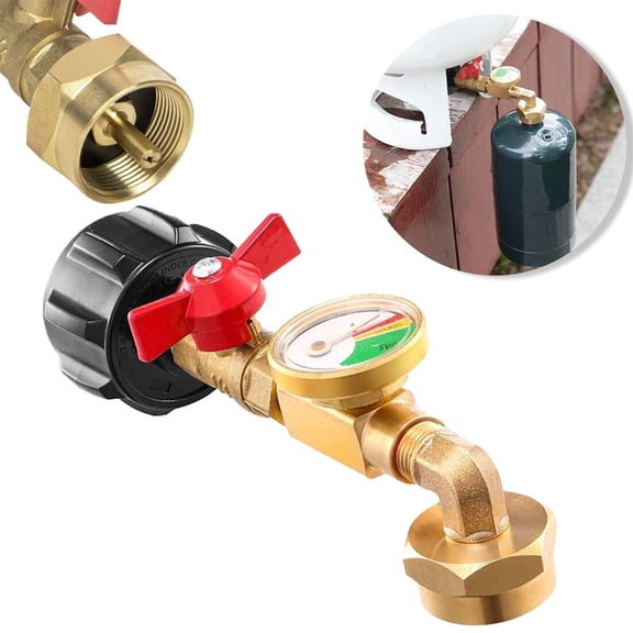 NefLaca Propane Refill Adapter 1Lb-20Lb Tank QCC1with Gauge And ON-Off Control Valve