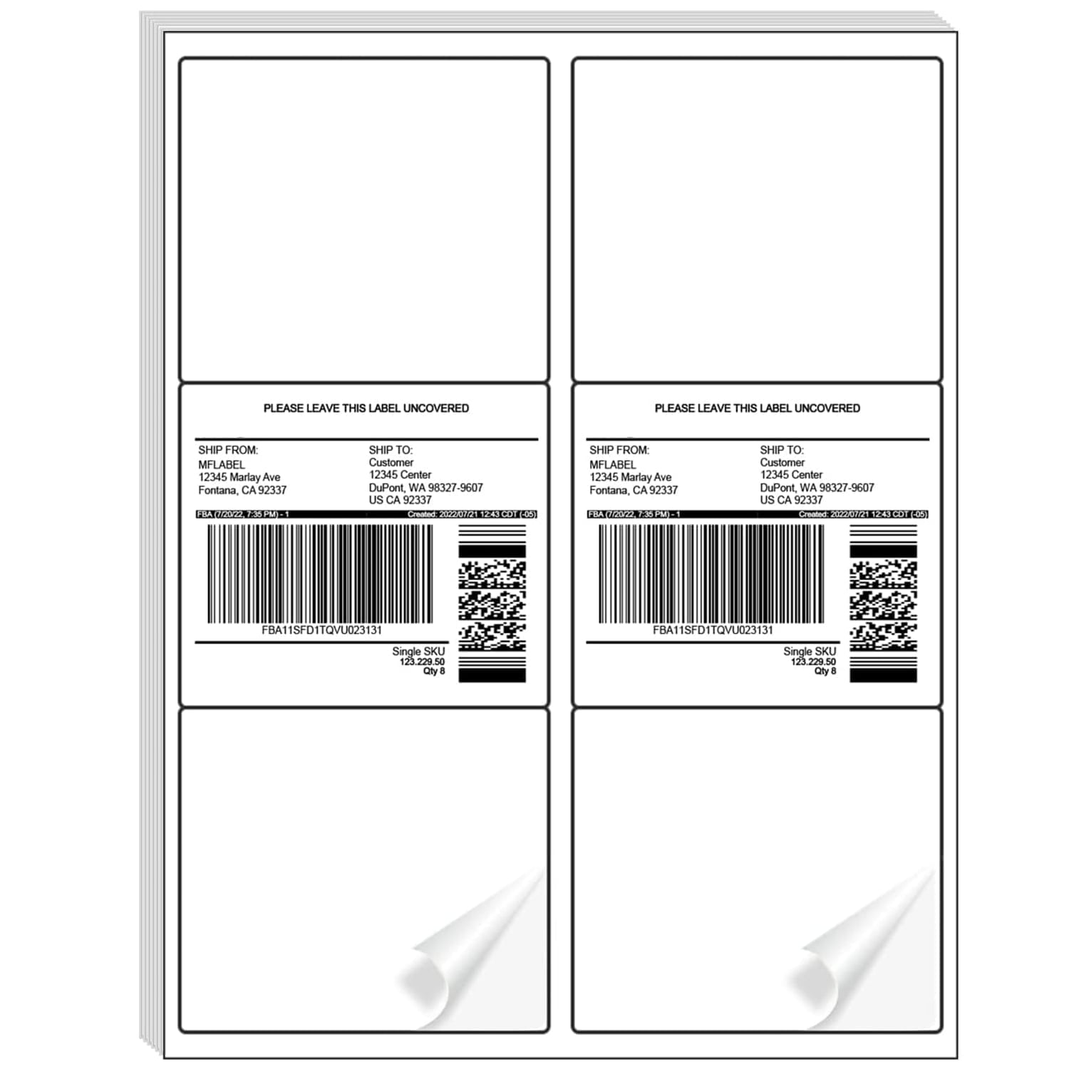 NefLaca Shipping Address Labels, 3 1/3" x 4", White, 6/Sheet, 600 ...