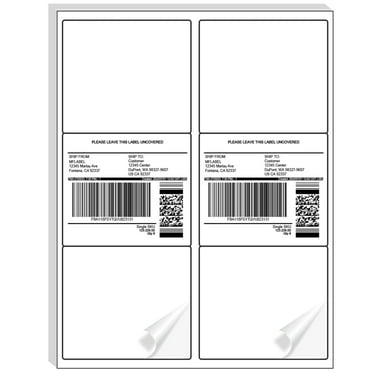 NefLaca Shipping Address Labels, 3 1/3" x 4", White, 6/Sheet, 600 Labels