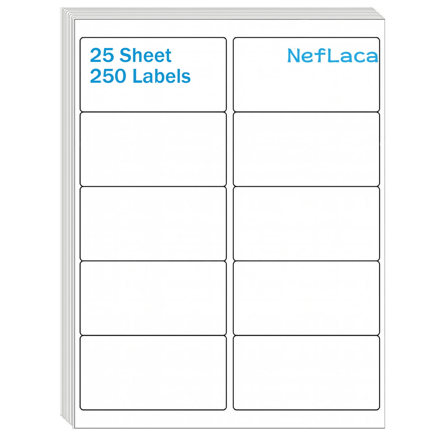 12 Sheets Of 2x2 Inch White Square Sticker Labels - 240 Total, Rounded Corners, For Inkjet & Laser Printers