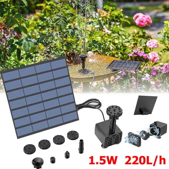 NefLaca Solar Power Fountain Submersible Floating Water Pump Bird Bath Pond Garden Decor