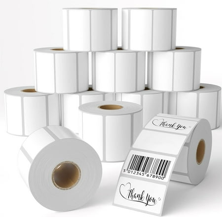 NefLaca Thermal Labels 2-1/4" x 1-1/4", Perforated Shipping Labels for Barcode & Address, Permanent Adhesive Label Stickers for Direct Thermal Printers (12 Rolls)