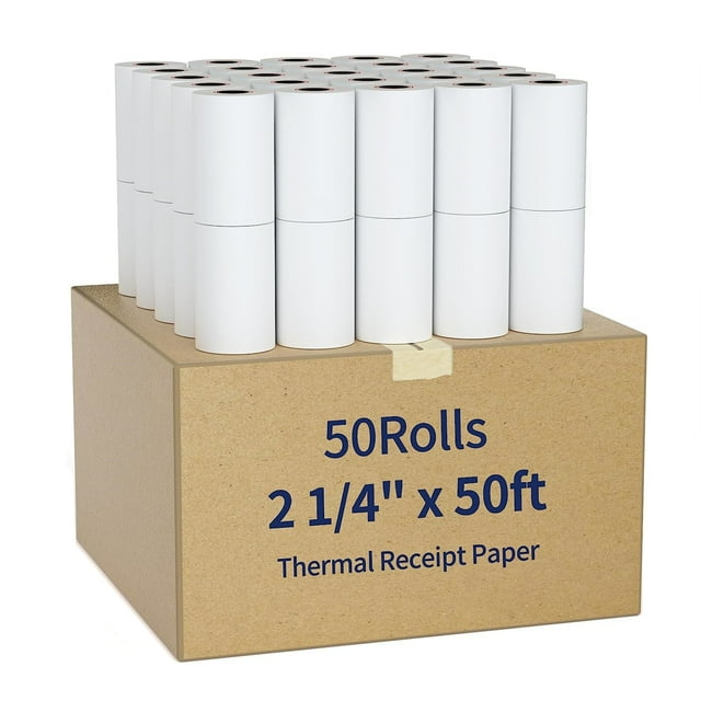 NefLaca POS Printer Thermal Paper Rolls 2 1/4 x 50, Cash Register Tape, Credit Card Receipt