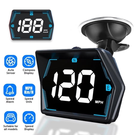 NefLaca Universal Car Digital Speedometer GPS HUD Head Up Display MPH Overspeed Alarm