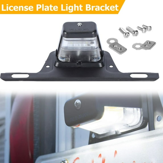NefLaca Universal Trailer LED License Plate Light Bracket Mount 12V 24V For RV Boat Tag