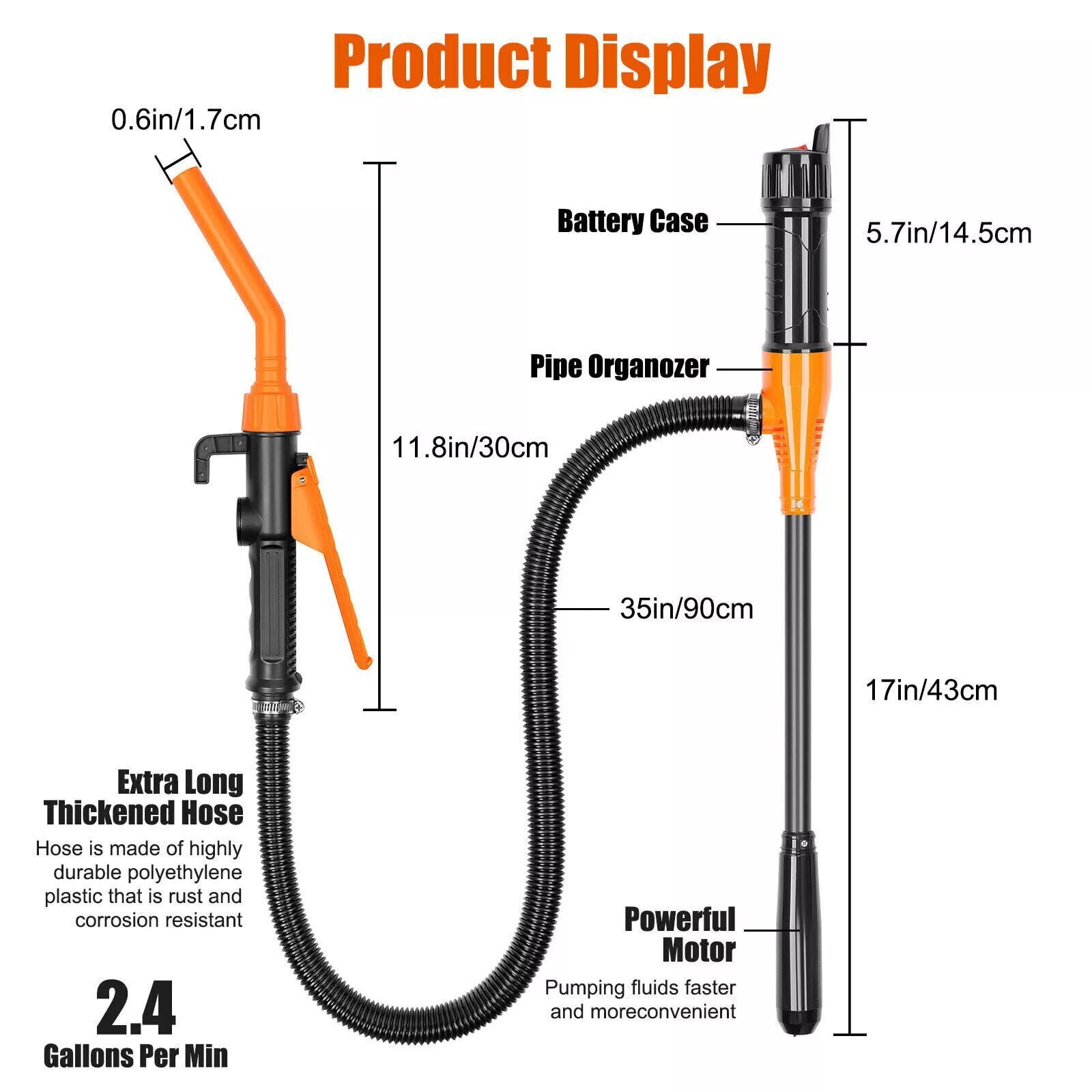 NefLaca Upgraded Portable Power Pump, Battery Operated Electric Siphon Pump, Easy to Use, Effortless Handheld Liquid Transfer Pump Universal Fit Gas, Fuel, Diesel, Oil, Water Transfer