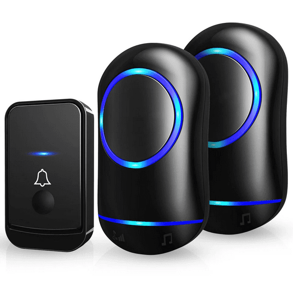 NefLaca Wireless Doorbell, Chime Waterproof Plugin Receiver Adjustable Volume 1000FT Kit ,30 Levels Volume and LED Flash, for Home Office Classroom