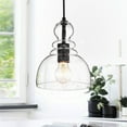 thumbnail image 1 of Nefelt Matte Black 1-Light Decanter Seeded Glass Pendant, 1 of 3