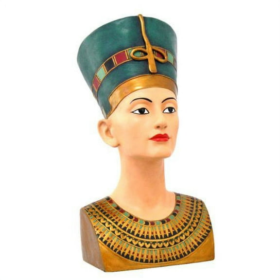 Nefertiti Bust Resin and Hand Painted Statue, 18H in.