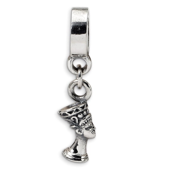 Nefertiti Dangle Charm .925 Sterling Silver Antique Finish Reflection Beads