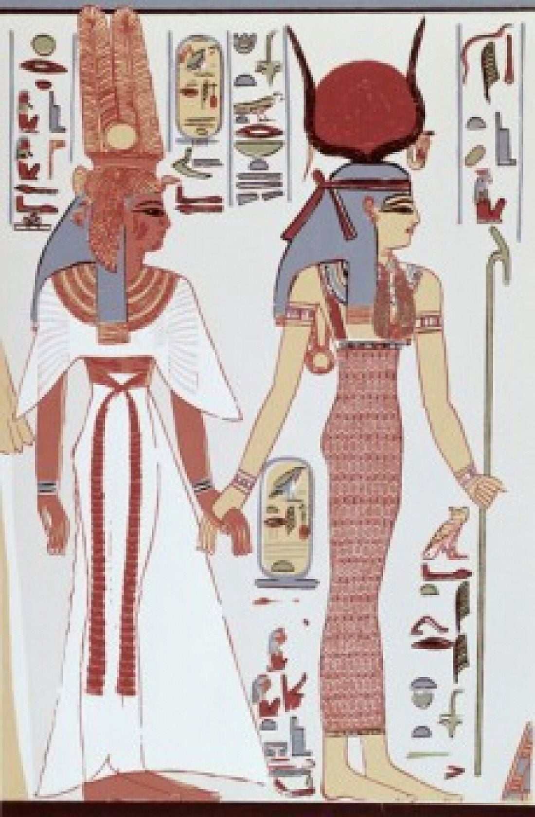 Nefertiti Tomb-Isis Leading Nefertiti Egyptian Art Canvas Art - (18 x 24)