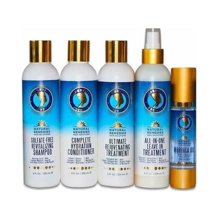 Nefertiti’s Secrets Corrective-Therapy Collection | 100% Pure Oil | Hydration Combination Set | Hair Shampoo, Conditioner and Hair Treatments | Gift Set of 5 Products