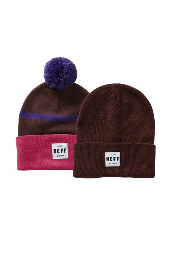 Lawrence and Stripe Pom Men's Beanie, 2 Pack