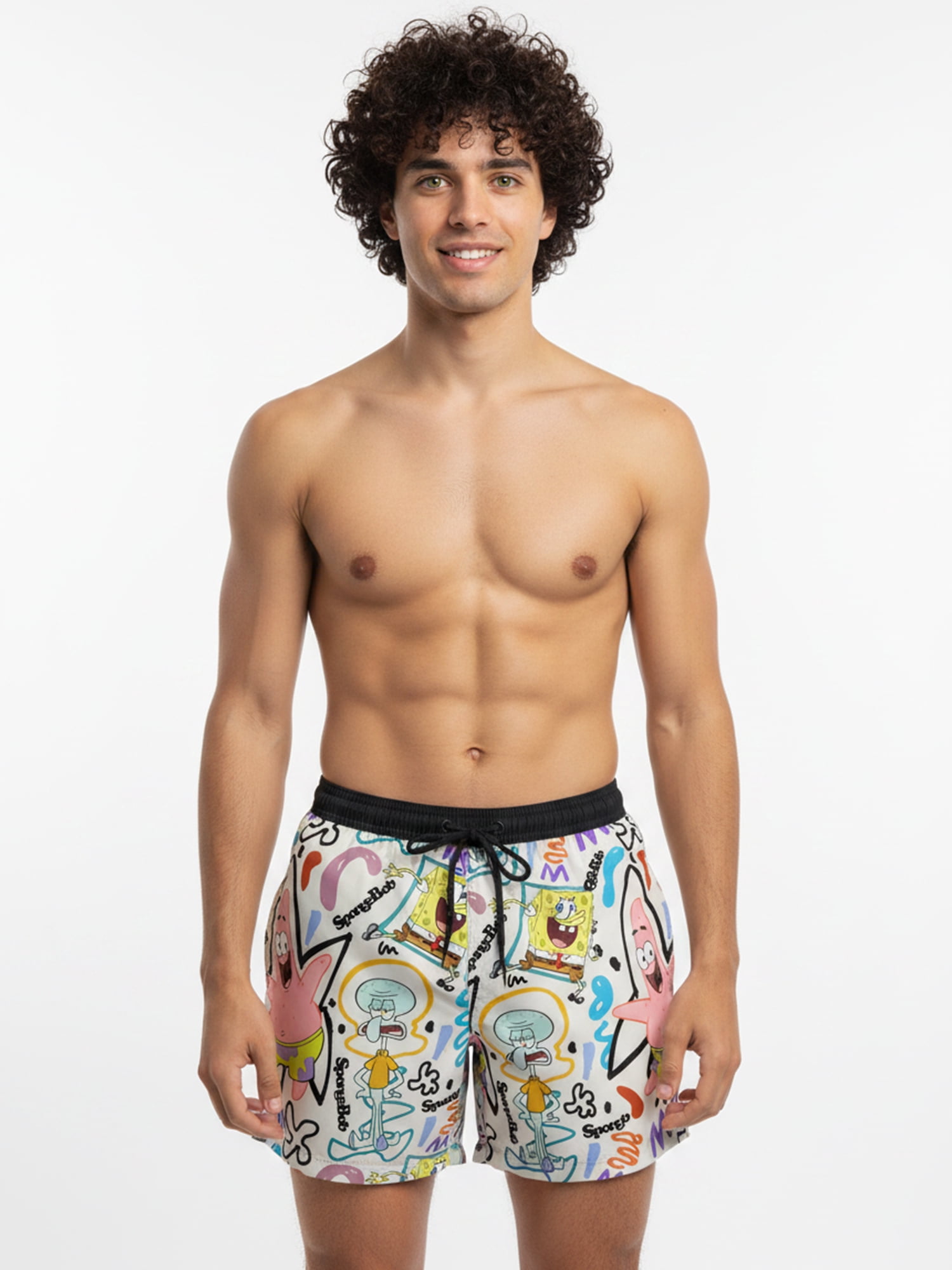 Neff Men's and Big Men's SpongeBob SquarePants Print Swim Trunks, Sizes S-3XL
