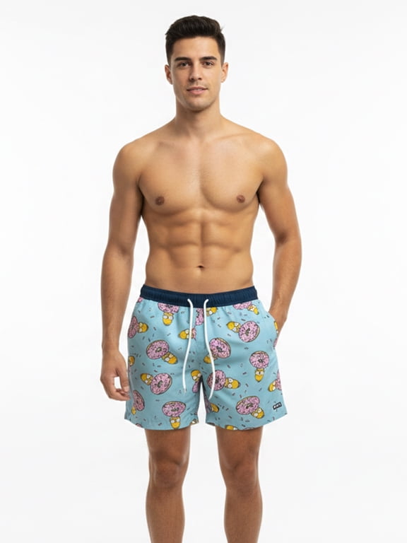 Men's and Big Men's The Simpsons Print Swim Trunks, Sizes S-3XL