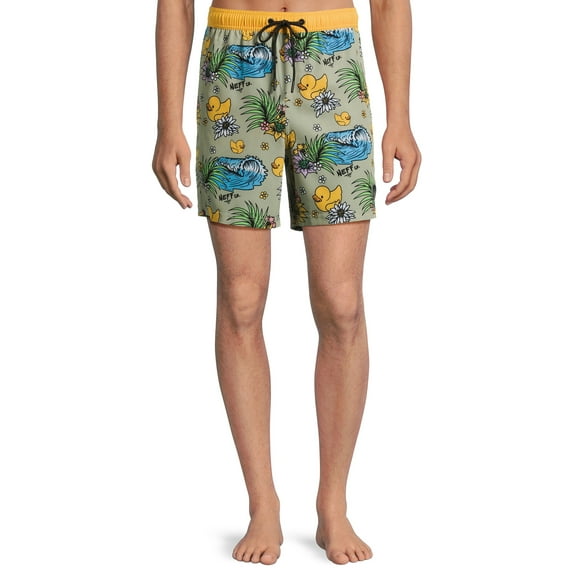 Neff Men's Novelty Print Swim Trunks with Stretch, 7" Inseam, Sizes S-XL