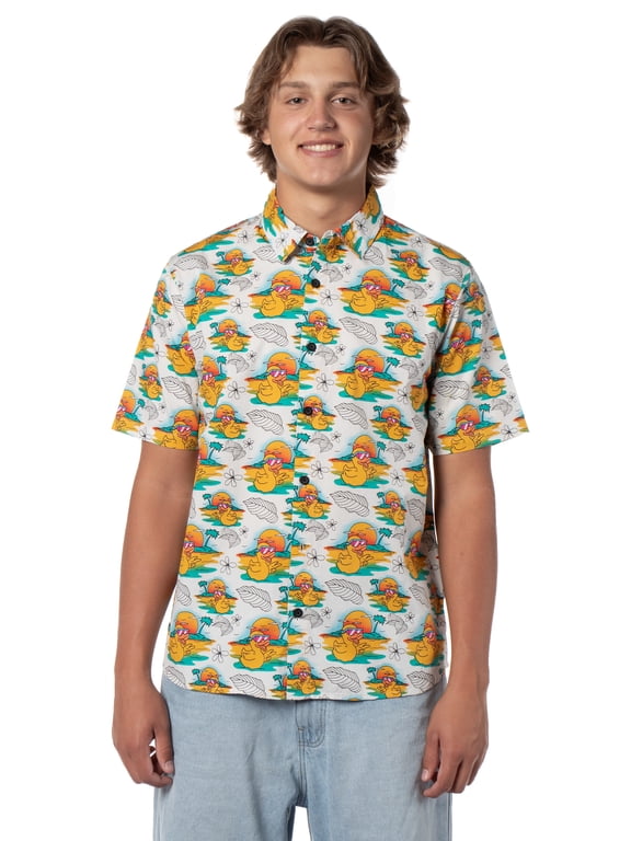 Neff Men's Hawaiian Duck AOP Adult Button-Down Short Sleeve T-Shirt
