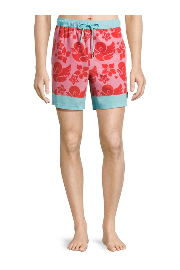 Men's Novelty Print Swim Trunks with Stretch, 7" Inseam, Sizes S-XL