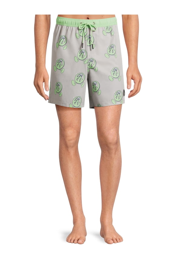 Men's Novelty Print Swim Trunks with Stretch, 7" Inseam, Sizes S-XL