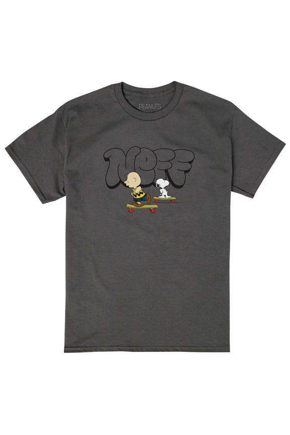 Neff Peanuts Men's Charlie Brown and Snoopy Skateboard Adventure T-Shirt