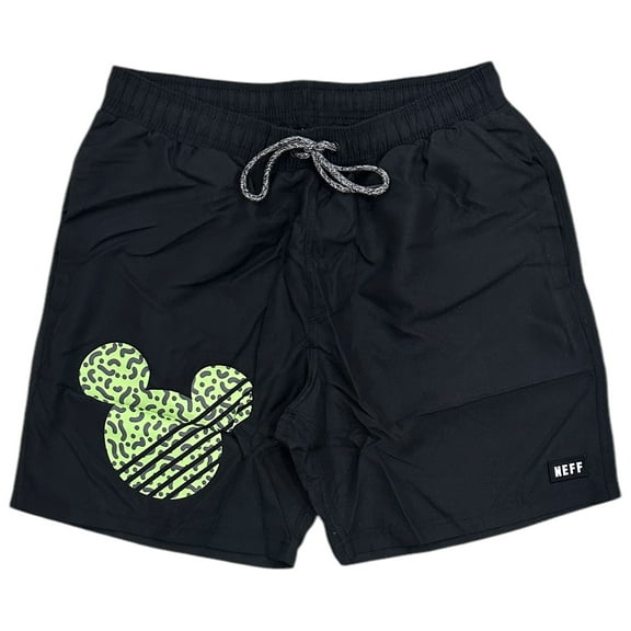 Neff X Disney Men's Mickey Mouse Hot Tub Volley Shorts Swim Trunks Boardshorts (Large, Black)