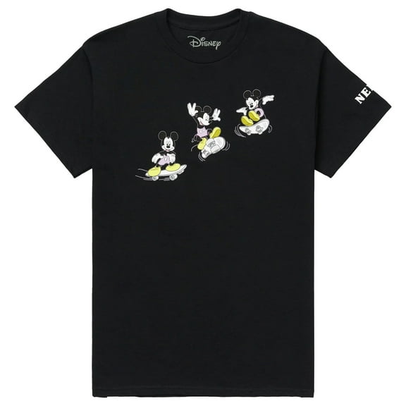 Neff X Disney Men's Mickey Mouse Skateboarding Landed It Tee T-Shirt in Black (Small, Black)